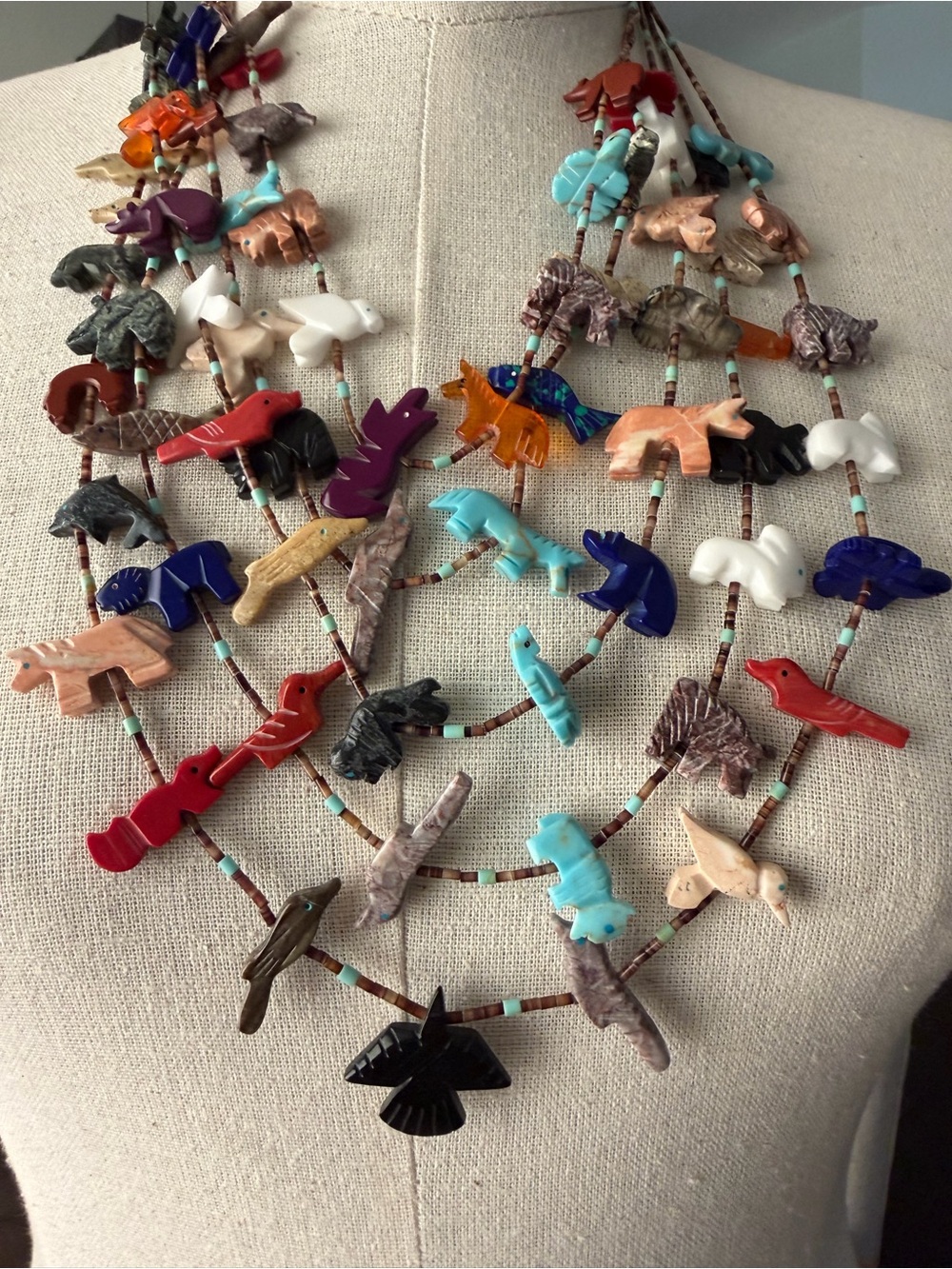 Vintage Multi-Color Animal Fetish Necklace - Women Jewelry Native American - Picture 11 of 11